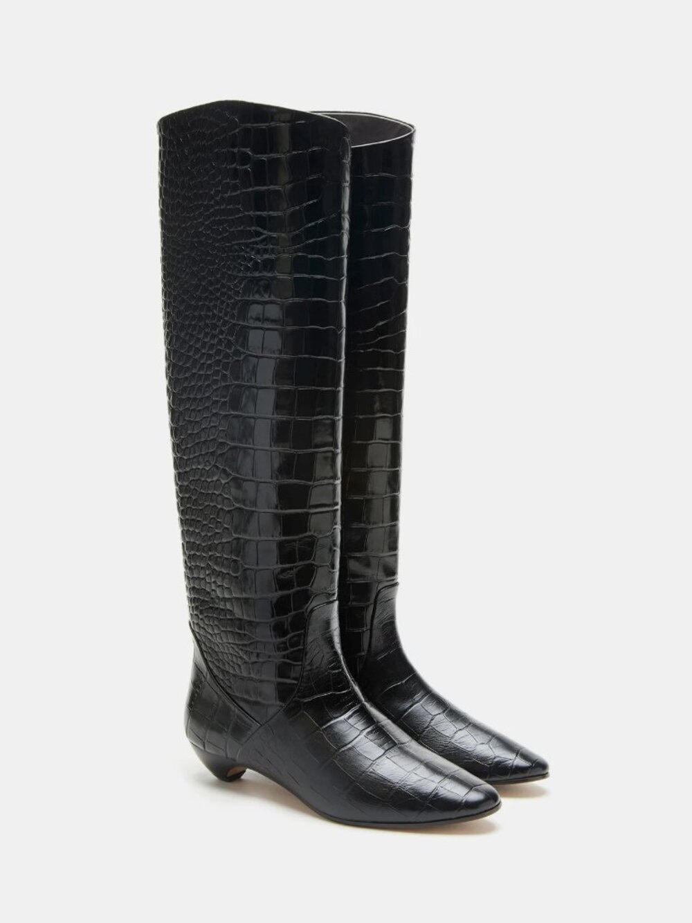 NWT/NIB Le Monde Beryl Allegra Riding Boots in Black Croc